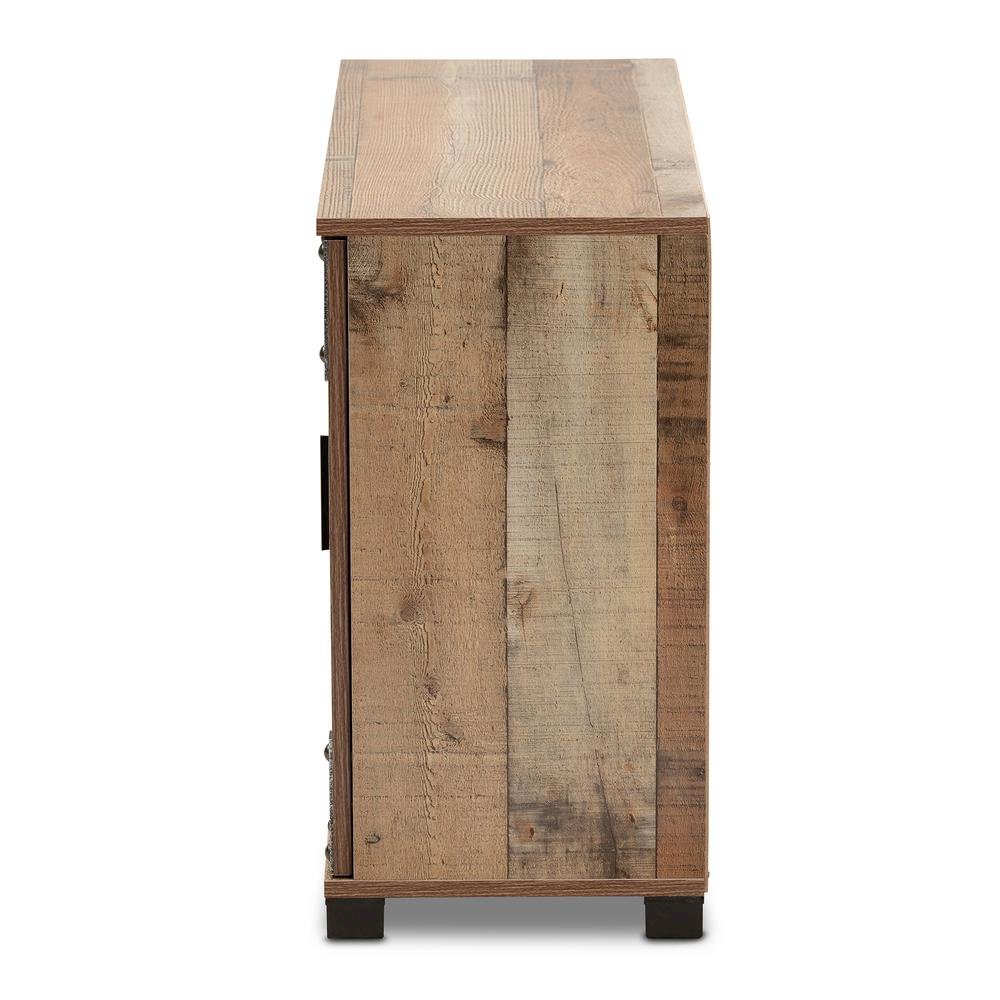 Farmhouse Rustic Finished Wood 3-Door Shoe Cabinet. Picture 14