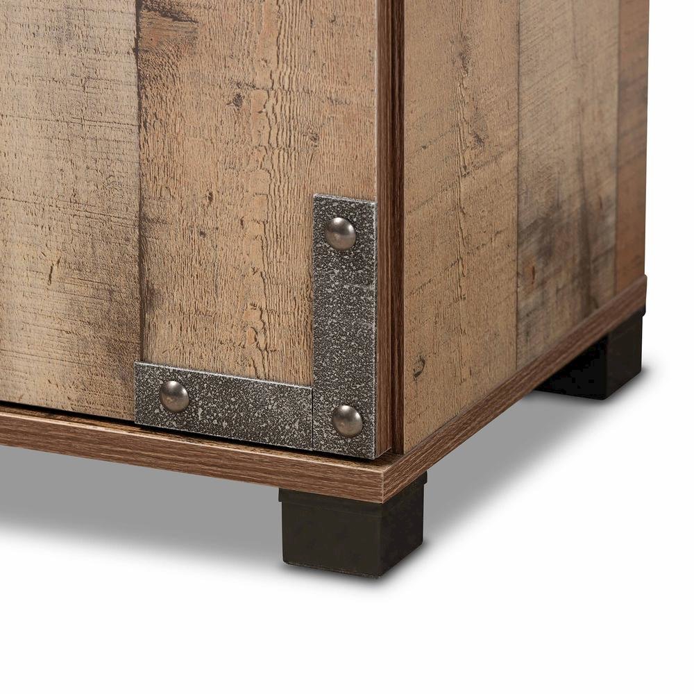 Farmhouse Rustic Finished Wood 3-Door Shoe Cabinet. Picture 16