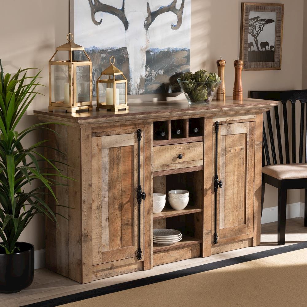 Farmhouse Rustic Finished Wood 2-Door Dining Room Sideboard Buffet. Picture 16