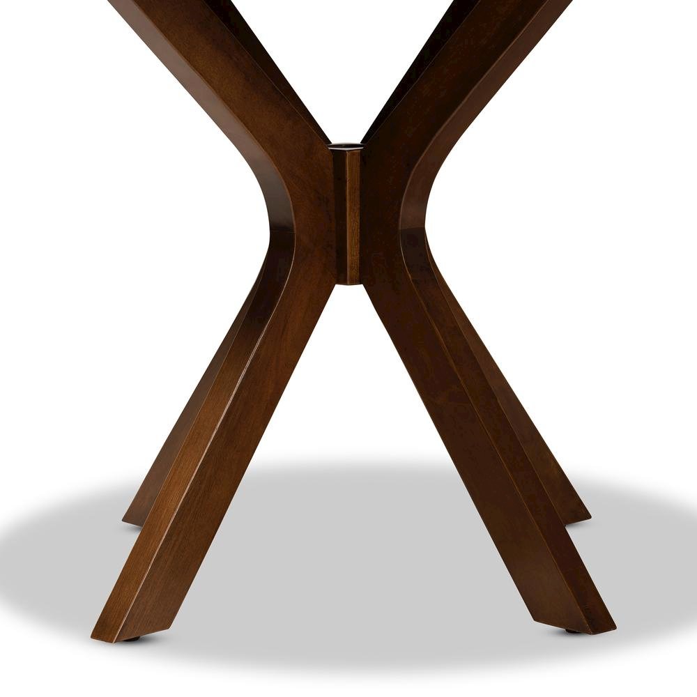 Walnut Brown Finished 34-Inch-Wide Round Wood Dining Table. Picture 11