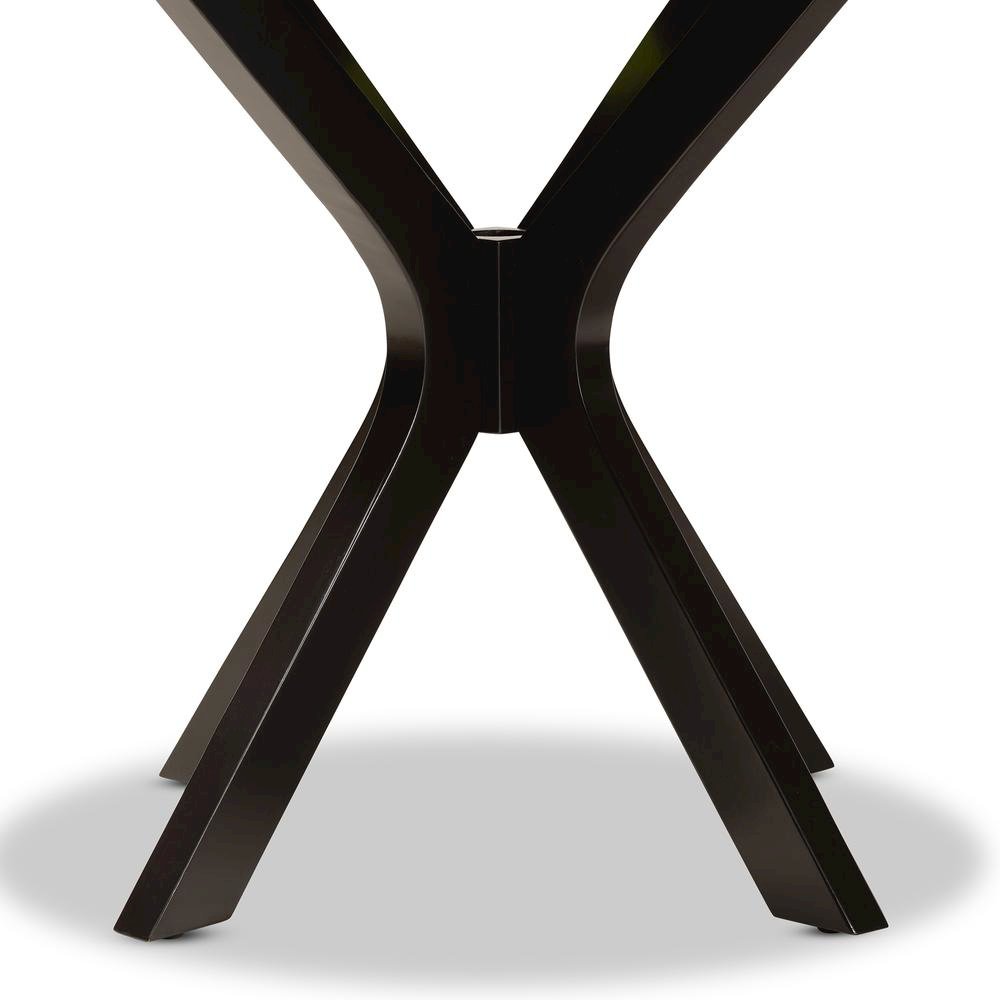 Dark Brown Finished 34-Inch-Wide Round Wood Dining Table. Picture 11
