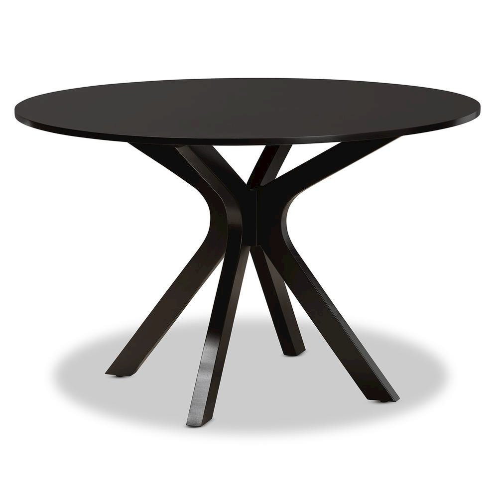 Dark Brown Finished 45-Inch-Wide Round Wood Dining Table. Picture 8