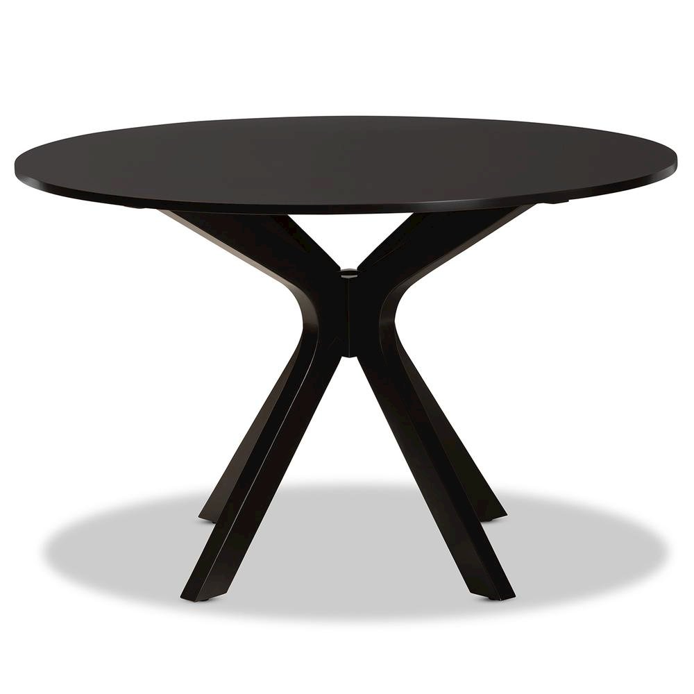 Dark Brown Finished 45-Inch-Wide Round Wood Dining Table. Picture 9