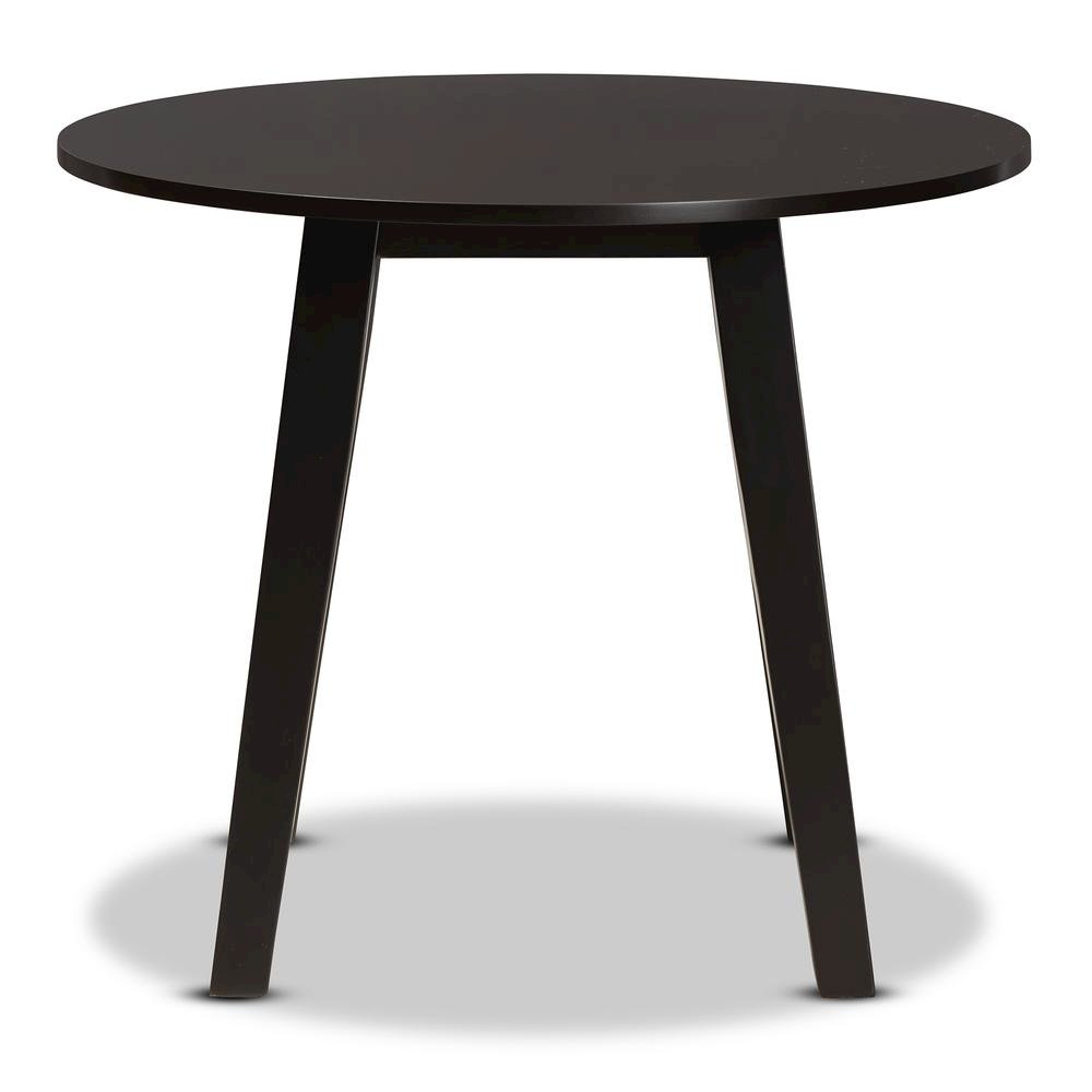 Dark Brown Finished 35-Inch-Wide Round Wood Dining Table. Picture 9