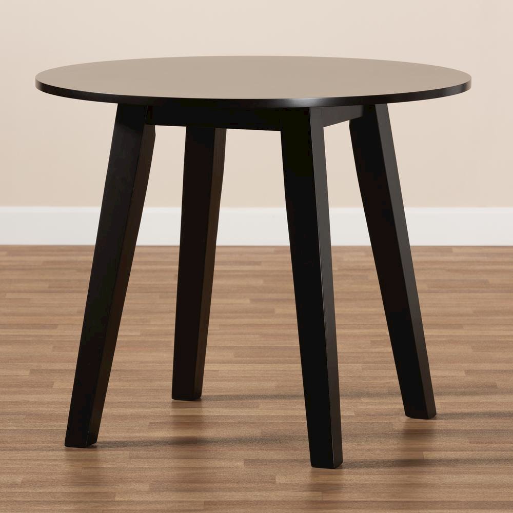 Dark Brown Finished 35-Inch-Wide Round Wood Dining Table. Picture 13