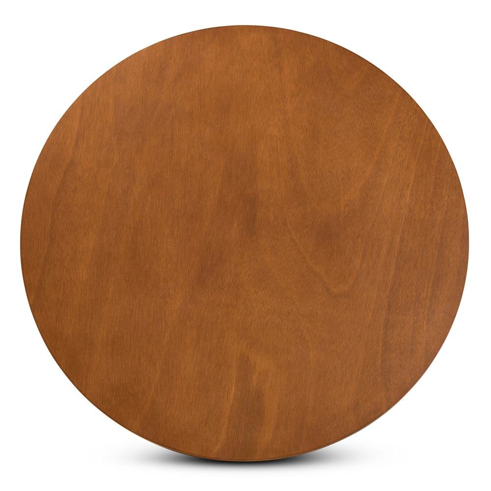 Walnut Brown Finished 35-Inch-Wide Round Wood Dining Table. Picture 10
