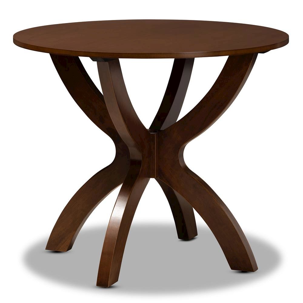 Walnut Brown Finished 35-Inch-Wide Round Wood Dining Table. Picture 8