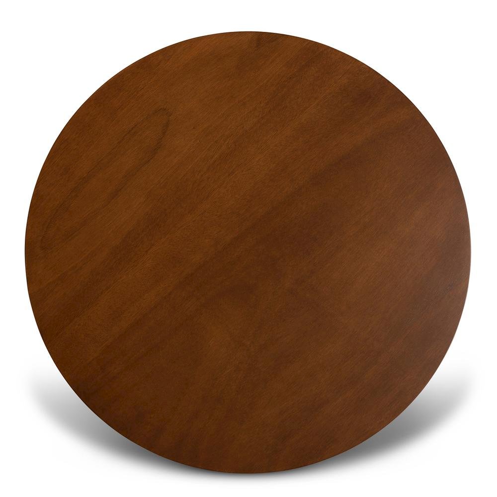 Walnut Brown Finished 35-Inch-Wide Round Wood Dining Table. Picture 10