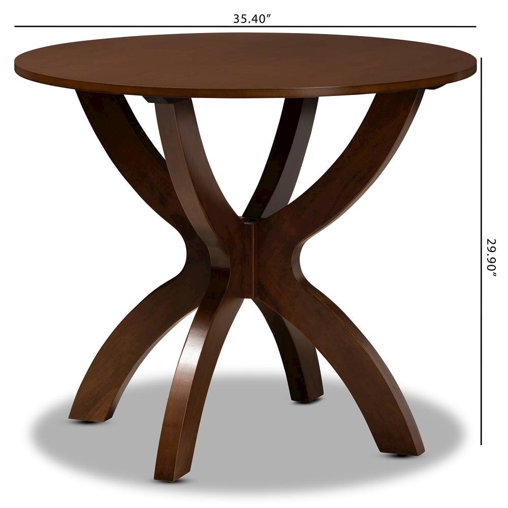 Walnut Brown Finished 35-Inch-Wide Round Wood Dining Table. Picture 14