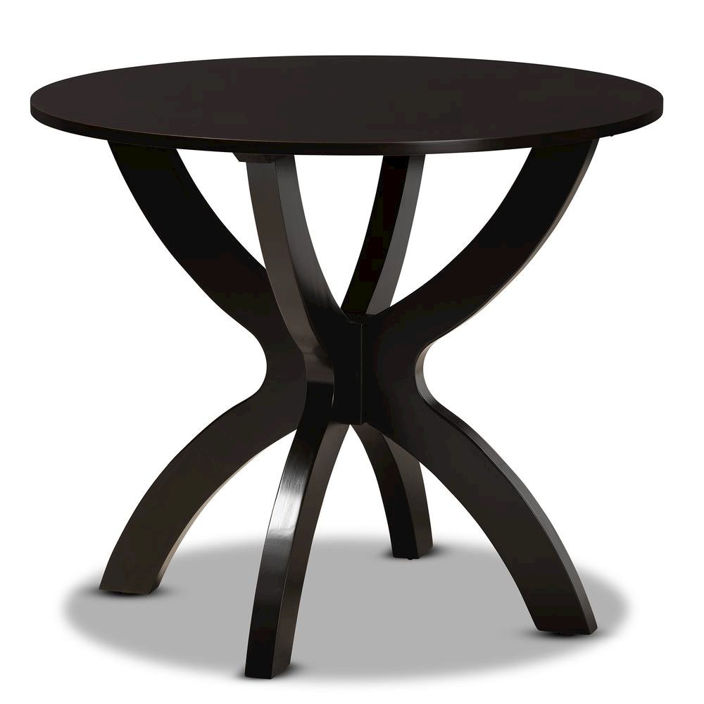 Dark Brown Finished 35-Inch-Wide Round Wood Dining Table. Picture 8