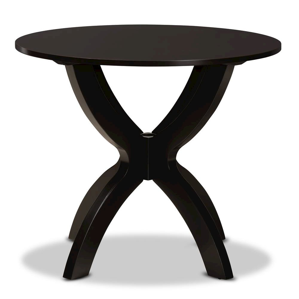 Dark Brown Finished 35-Inch-Wide Round Wood Dining Table. Picture 9