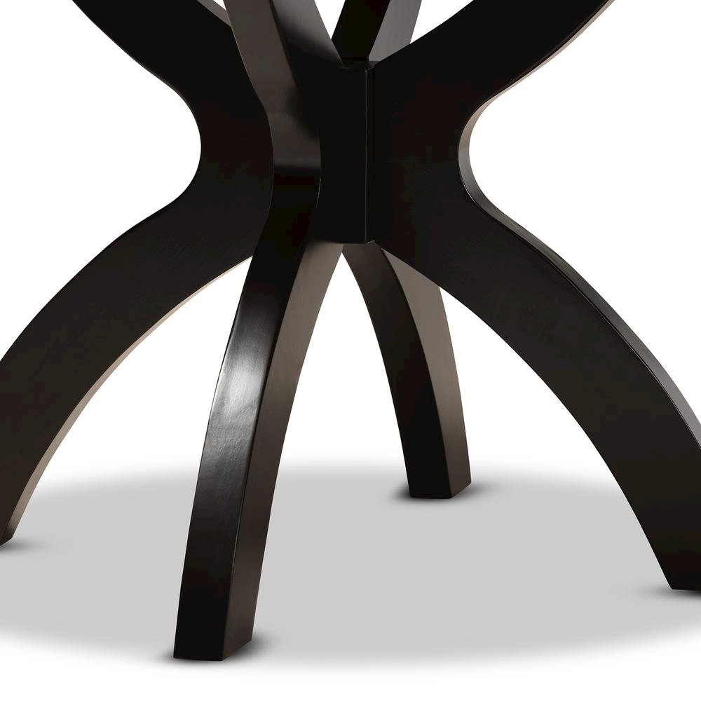 Dark Brown Finished 35-Inch-Wide Round Wood Dining Table. Picture 11