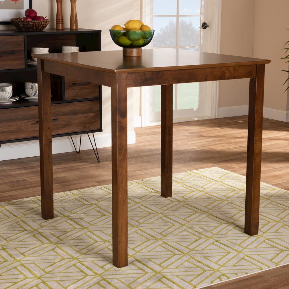 Walnut Brown Finished Wood Counter Height Pub Table. Picture 10