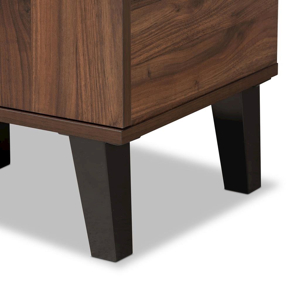 Two-Tone Walnut Brown and Grey Finished Wood 1-Door Shoe Cabinet. Picture 16