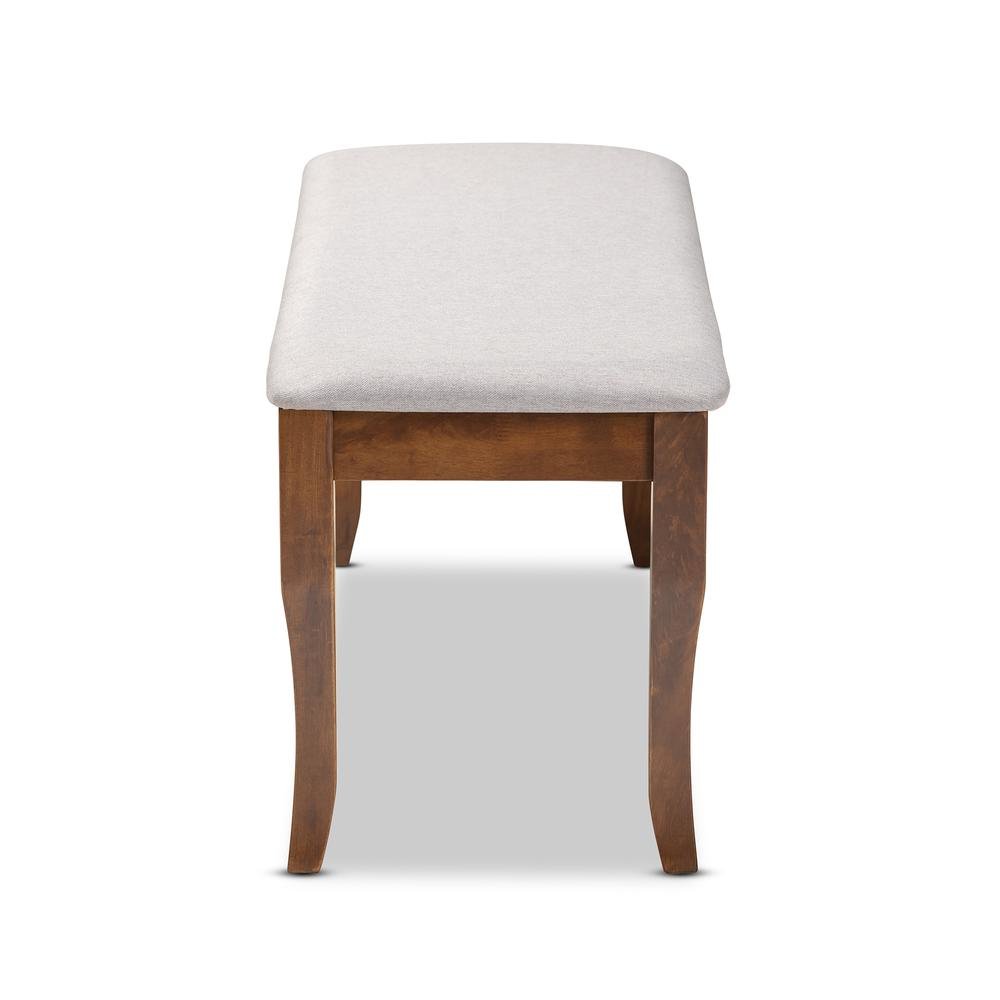 Transitional Grey Fabric Upholstered and Walnut Brown Finished Wood Dining Bench. Picture 10