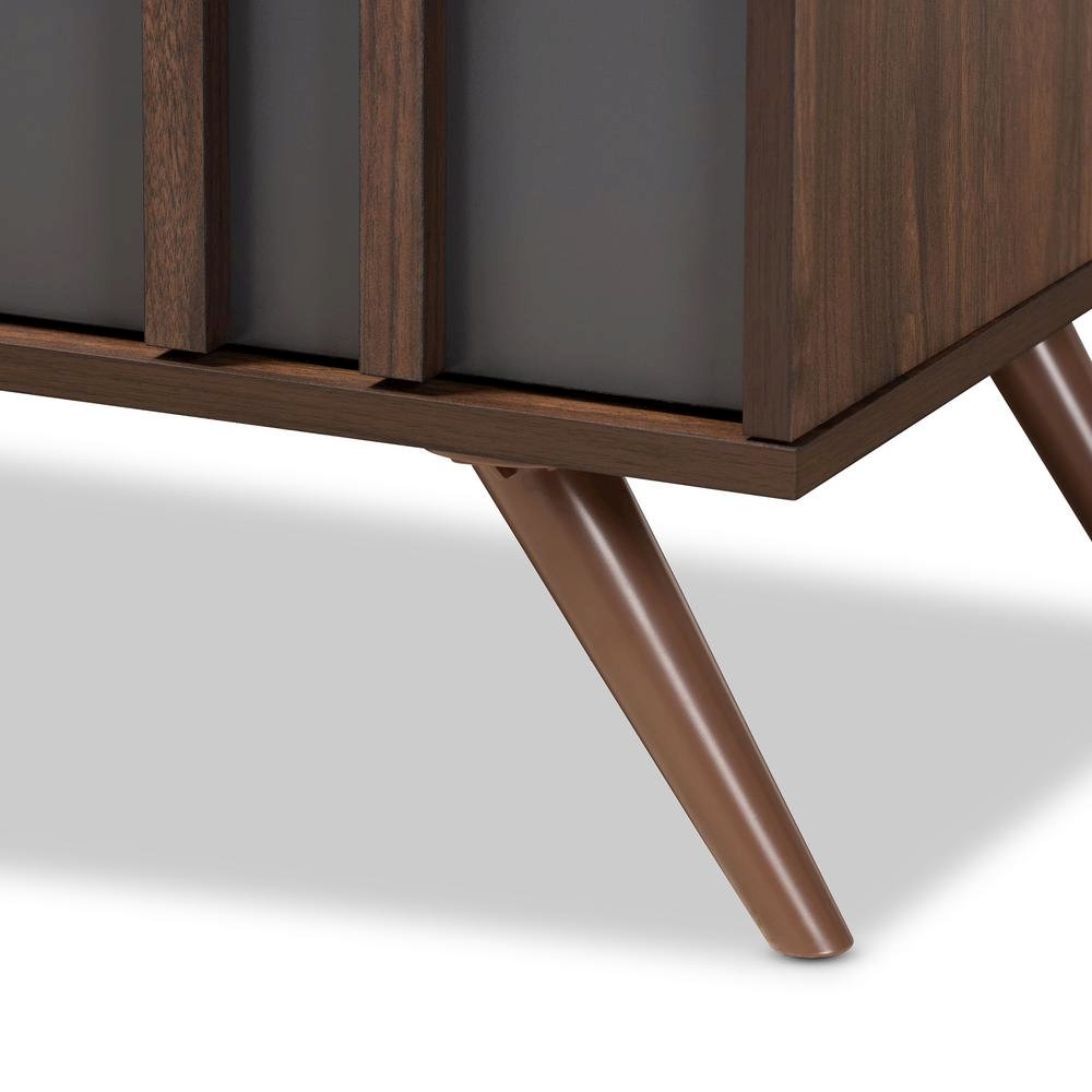 Two-Tone Grey and Walnut Finished Wood 5-Drawer Bedroom Chest. Picture 15