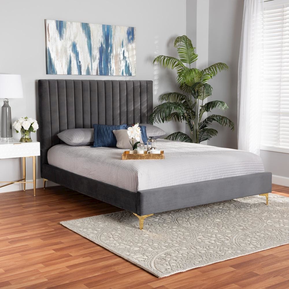 Gold Metal Full Size Platform Bed. Picture 17