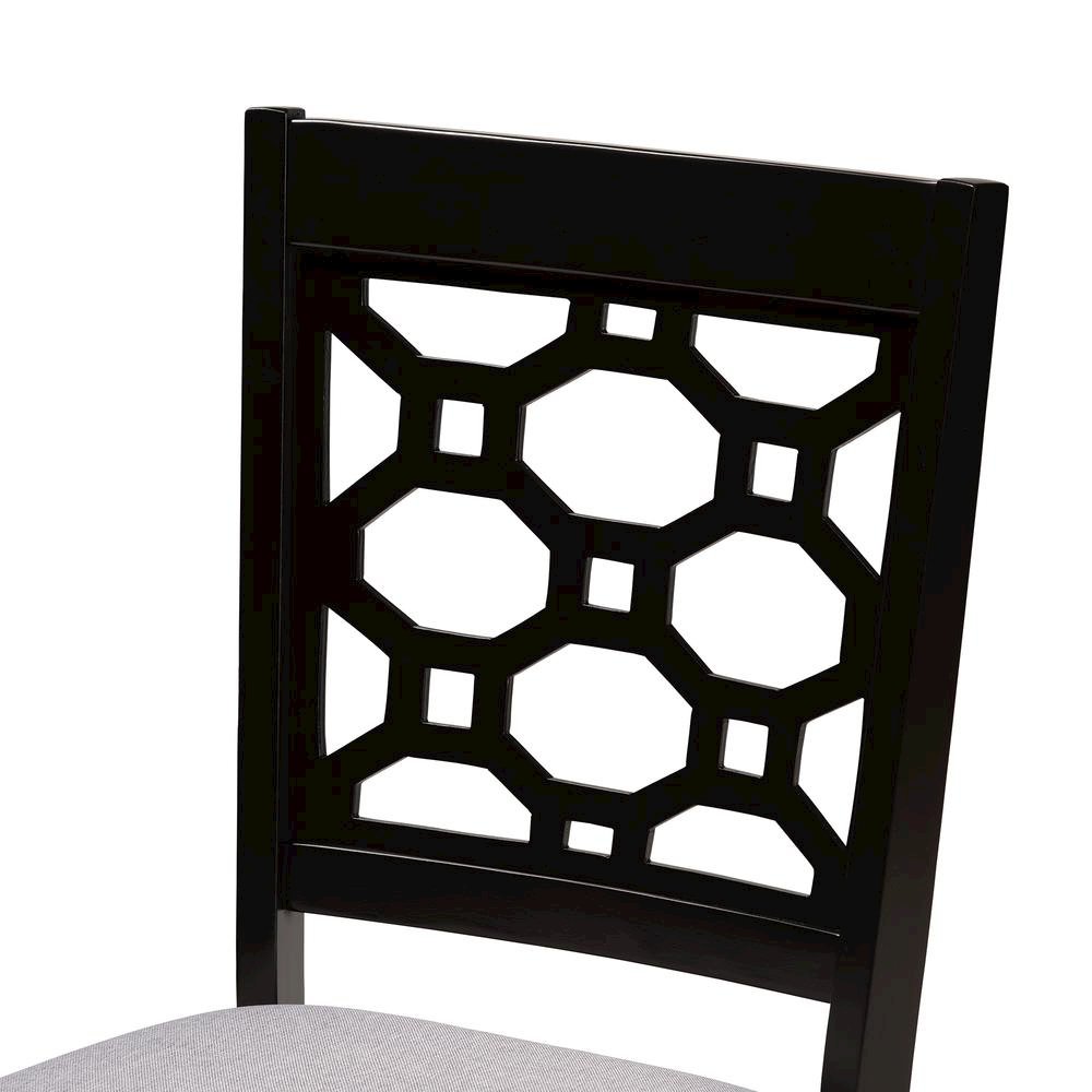 Grey Fabric Upholstered and Dark Brown Finished Wood 5-Piece Dining Set. Picture 13