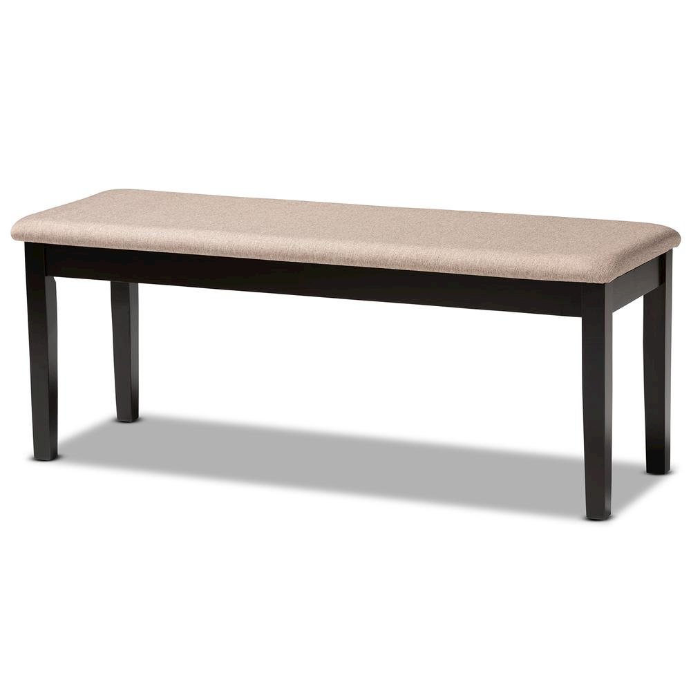 Sand Fabric Upholstered and Dark Brown Finished Wood 6-Piece Dining Set. Picture 12
