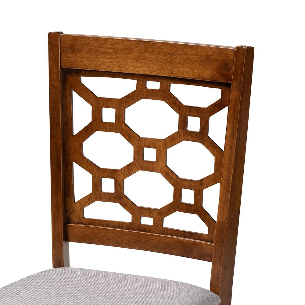 Grey Fabric Upholstered and Walnut Brown Finished Wood 5-Piece Dining Set. Picture 13