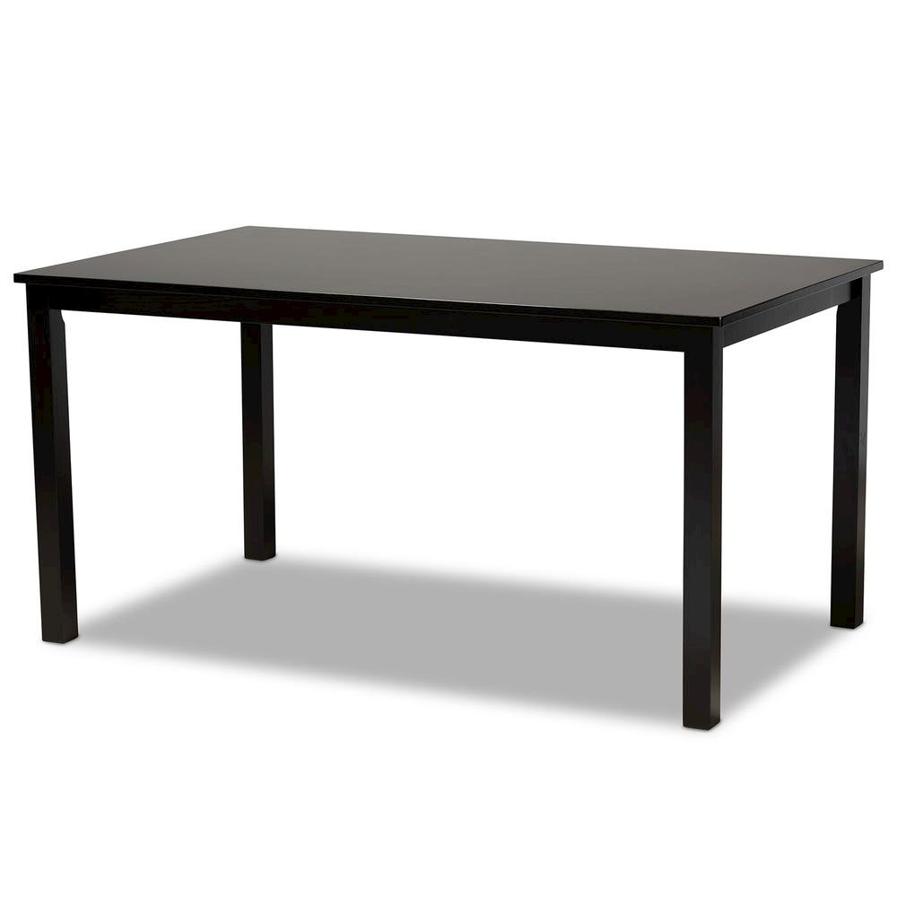 Sand Fabric Upholstered and Dark Brown Finished Wood 7-Piece Dining Set. Picture 11