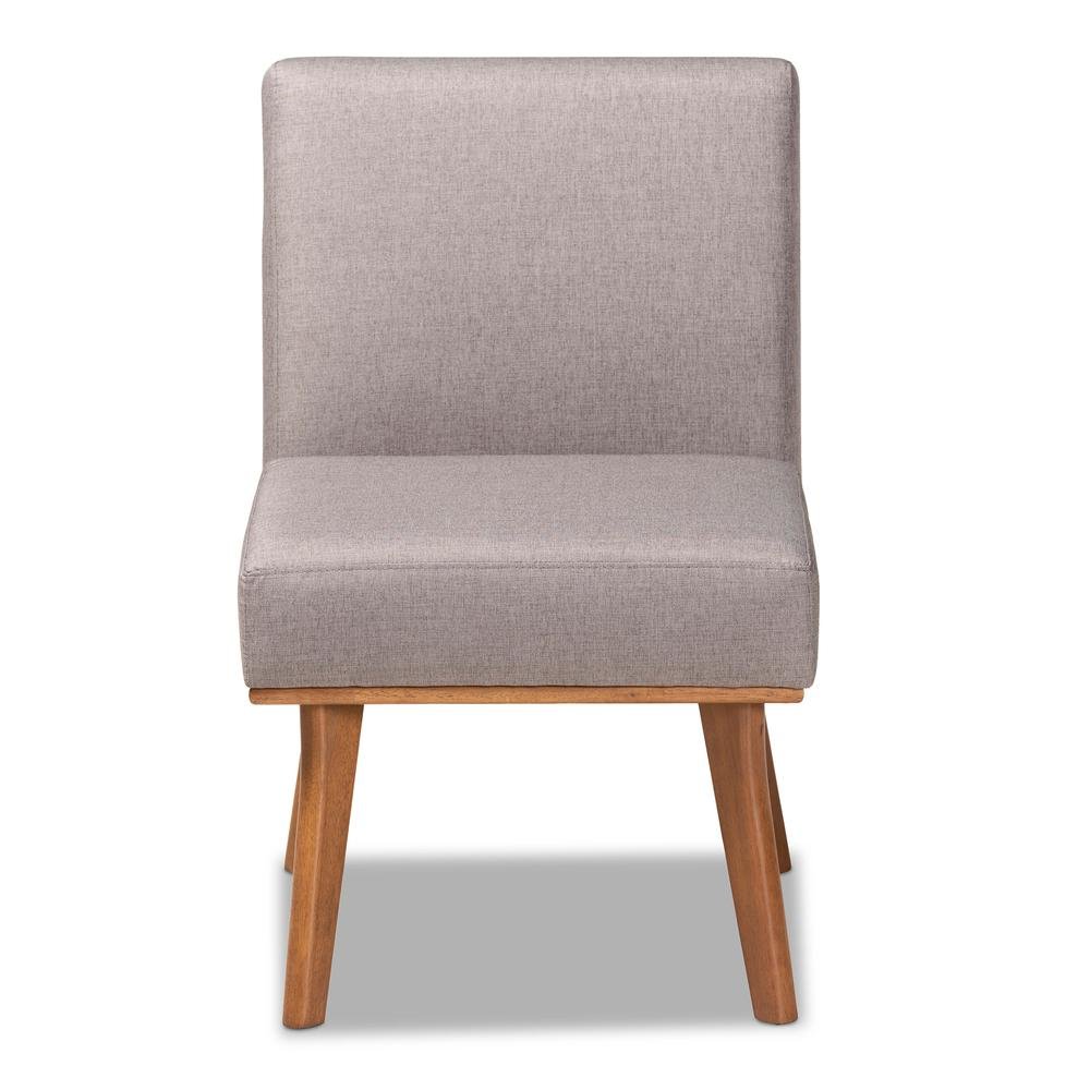 Grey Fabric Upholstered and Walnut Brown Finished Wood Dining Chair. Picture 11