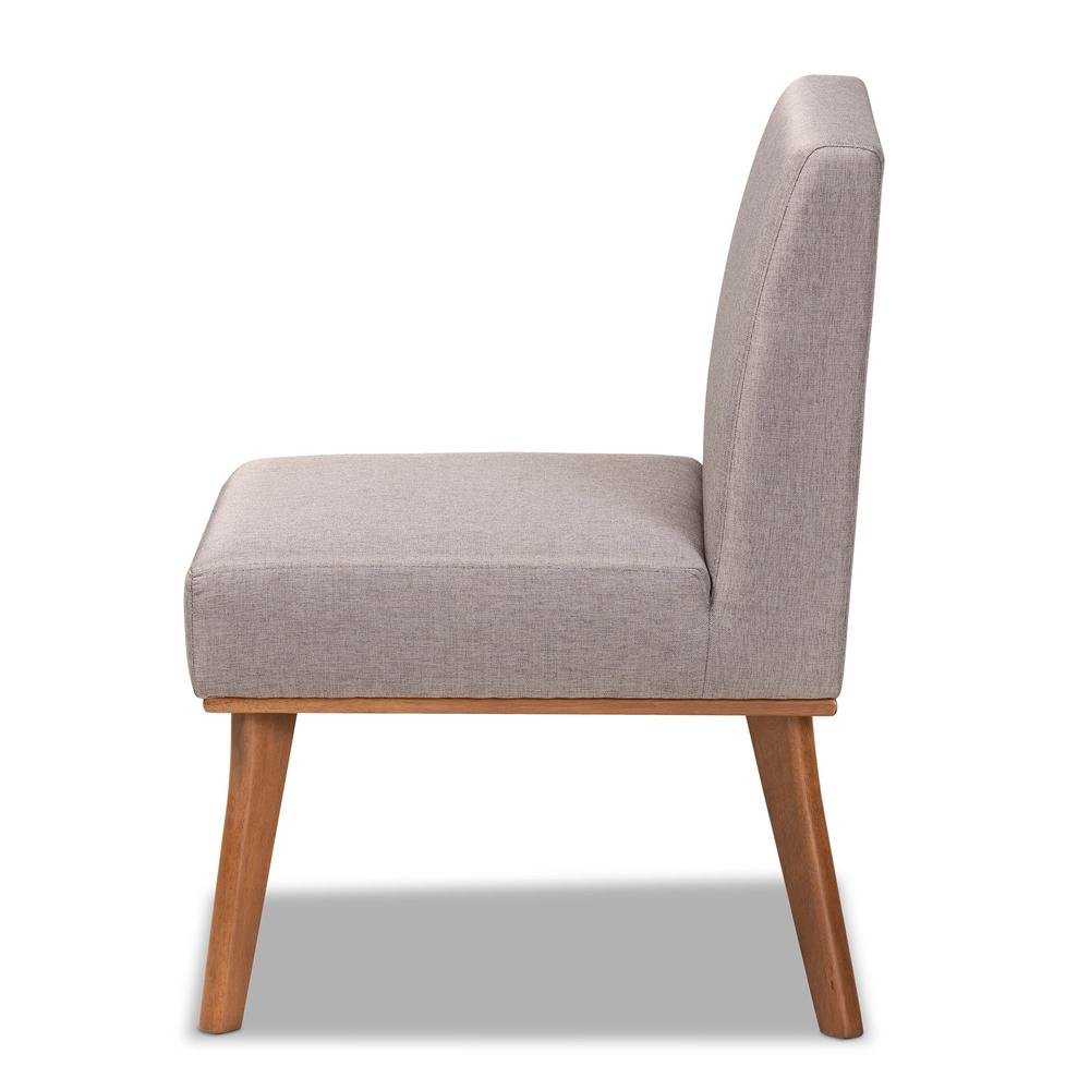 Grey Fabric Upholstered and Walnut Brown Finished Wood Dining Chair. Picture 12