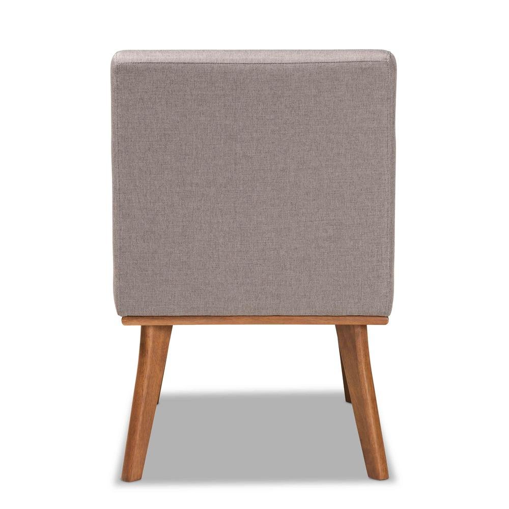 Grey Fabric Upholstered and Walnut Brown Finished Wood Dining Chair. Picture 13