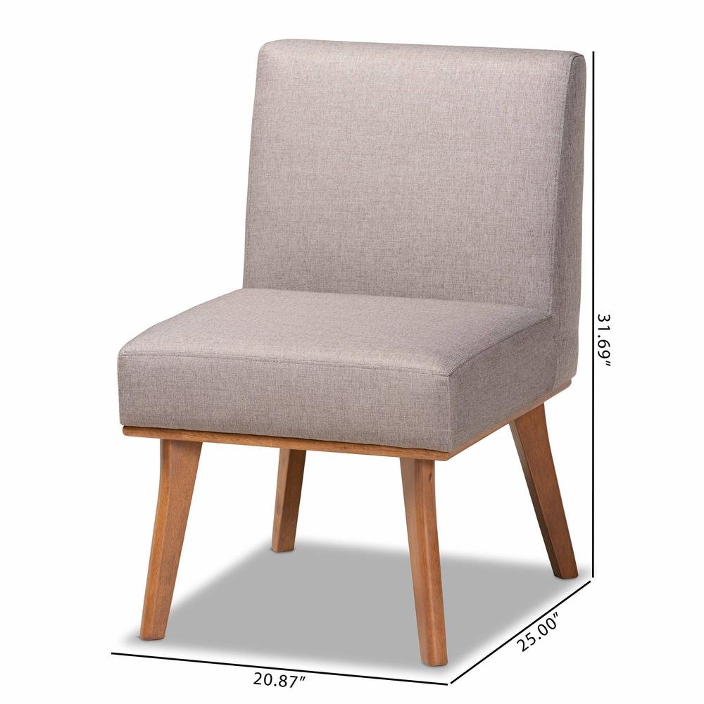 Grey Fabric Upholstered and Walnut Brown Finished Wood Dining Chair. Picture 18