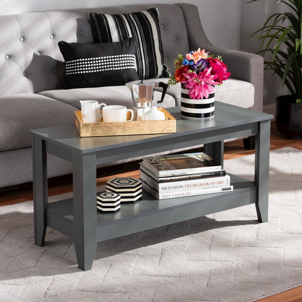 Baxton Studio Elada Modern and Contemporary Grey Finished Wood Coffee Table. Picture 6