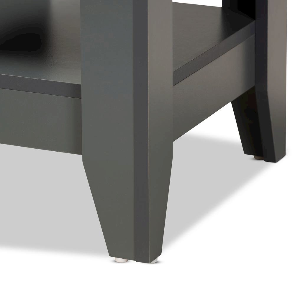 Audra Modern and Contemporary Grey Finished Wood Living Room End Table. Picture 11