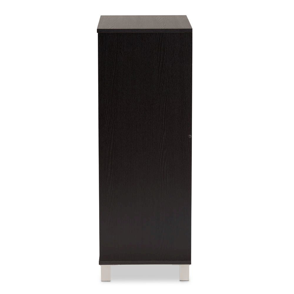 Dark Brown Finished Wood 2-Door Shoe Storage Cabinet. Picture 14