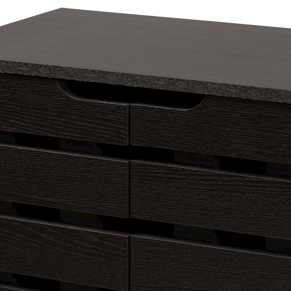 Dark Brown Finished Wood 2-Door Shoe Storage Cabinet. Picture 15