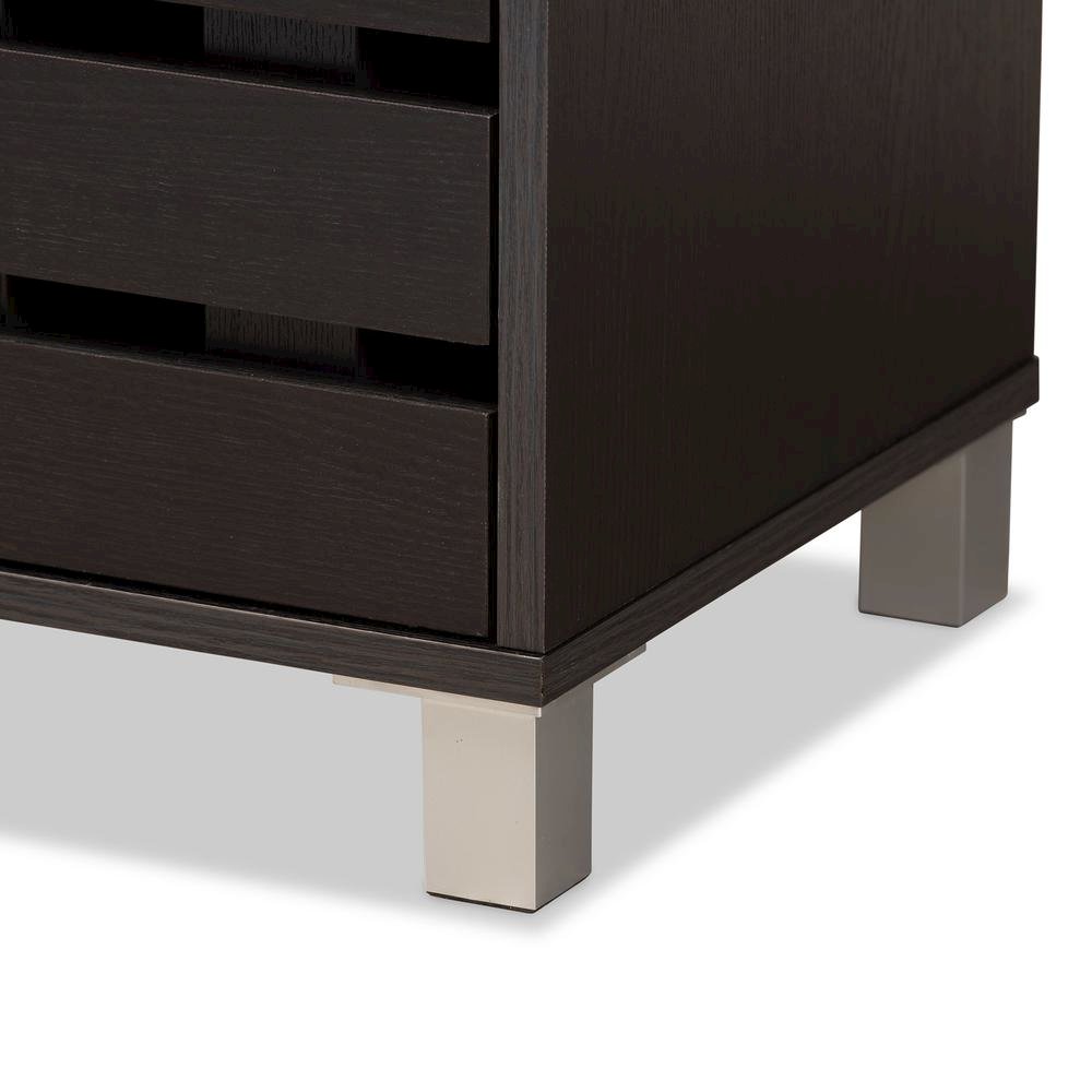Dark Brown Finished Wood 2-Door Shoe Storage Cabinet. Picture 16