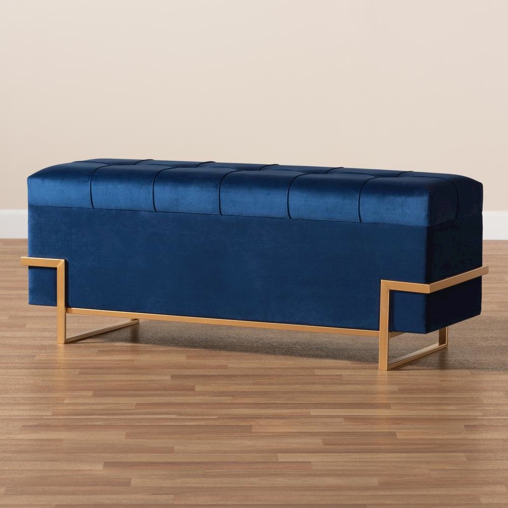 Gold Metal Finished Storage Ottoman. Picture 21