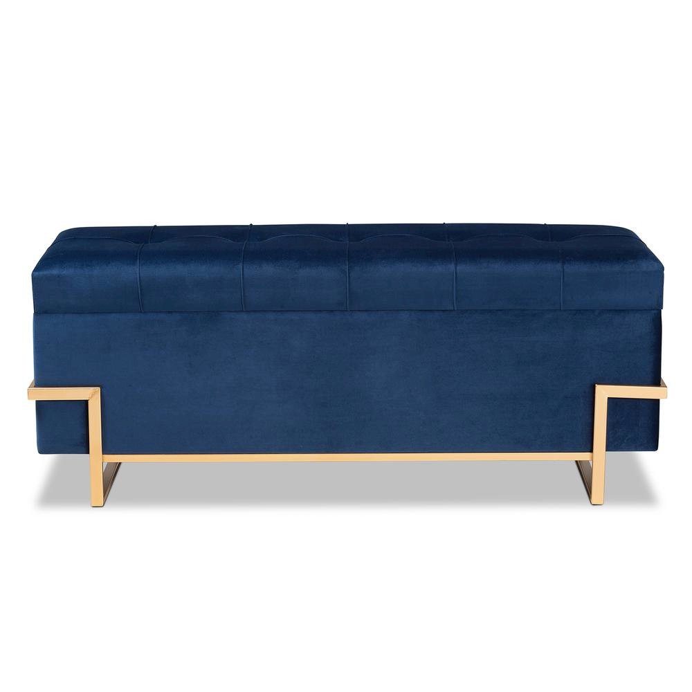 Gold Metal Finished Storage Ottoman. Picture 14