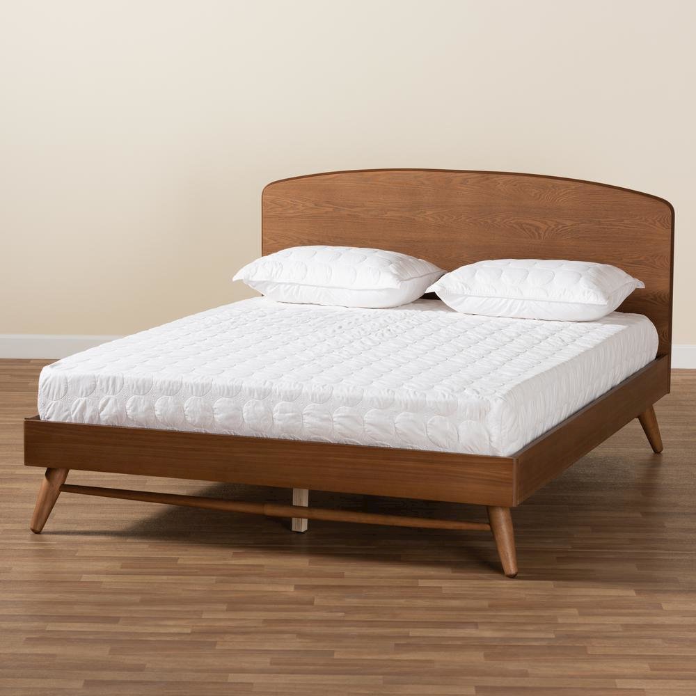 Transitional Walnut Brown Finished Wood Full Size Platform Bed. Picture 17