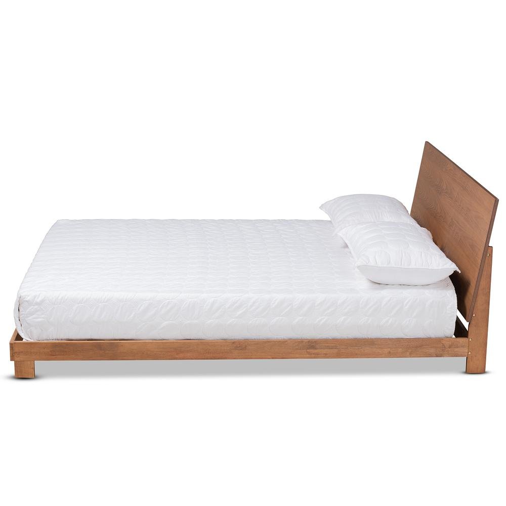 Haines Modern and Contemporary Walnut Brown Finished Wood Full Size Platform Bed. Picture 12