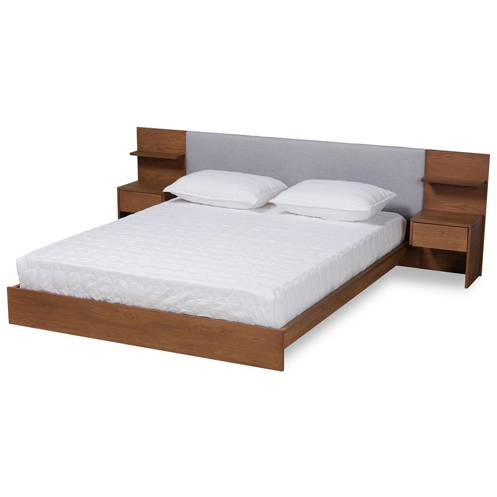 Finished Wood Queen Size Platform Storage Bed with Built-In Nightstands. Picture 11