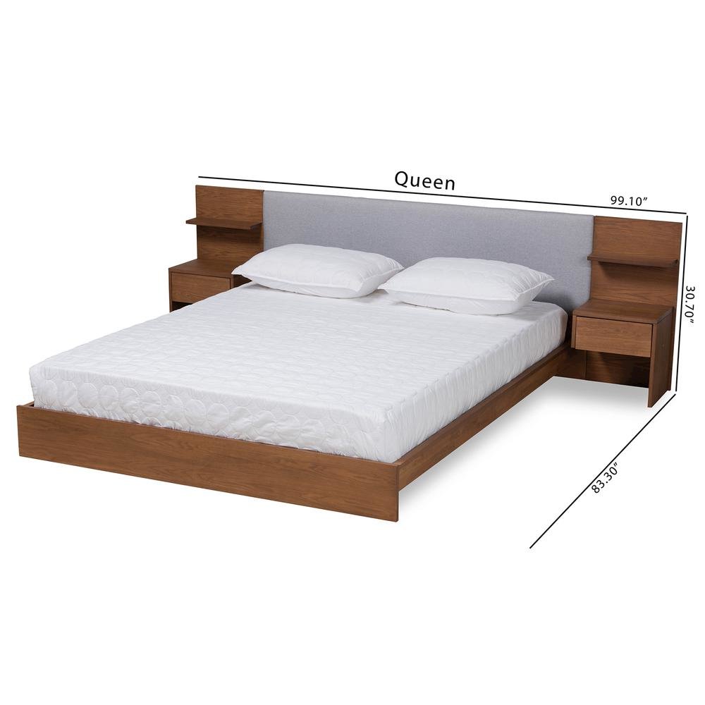 Finished Wood Queen Size Platform Storage Bed with Built-In Nightstands. Picture 20