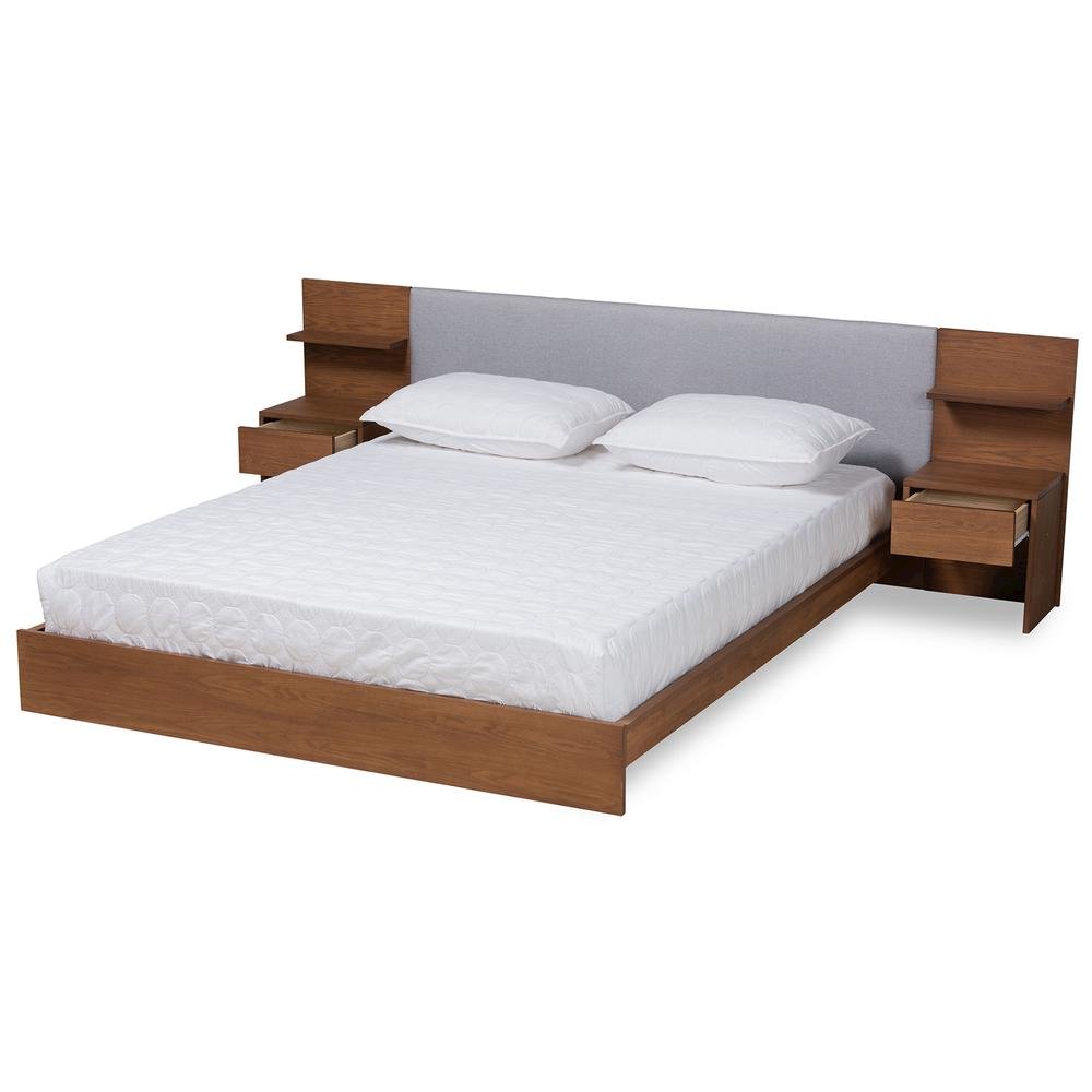 Finished Wood Queen Size Platform Storage Bed with Built-In Nightstands. Picture 12