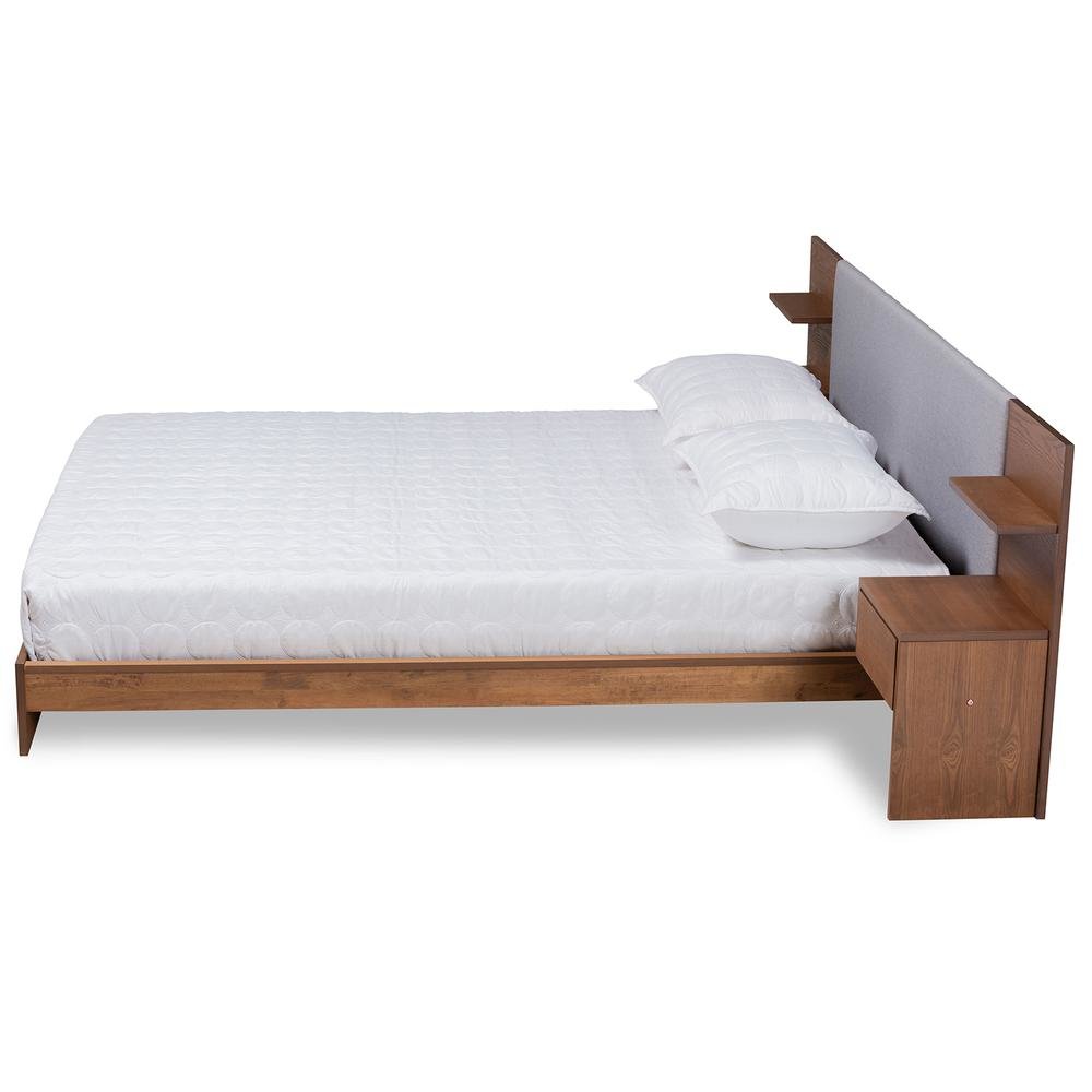 Finished Wood Queen Size Platform Storage Bed with Built-In Nightstands. Picture 13