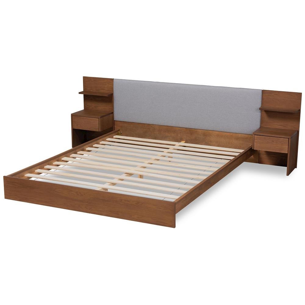 Finished Wood Queen Size Platform Storage Bed with Built-In Nightstands. Picture 14