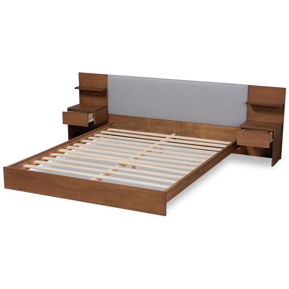 Finished Wood Queen Size Platform Storage Bed with Built-In Nightstands. Picture 15