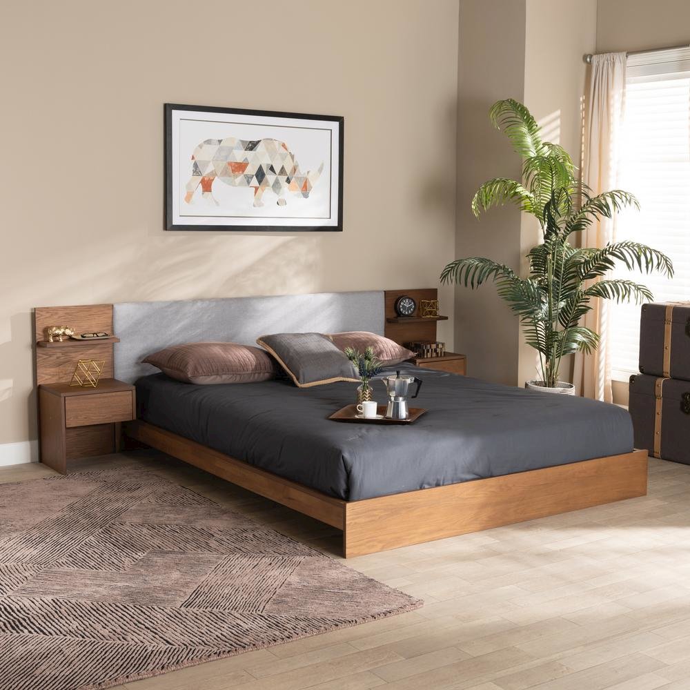 Finished Wood Queen Size Platform Storage Bed with Built-In Nightstands. Picture 18