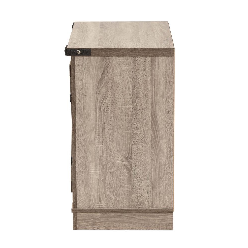 Farmhouse Oak Brown Finished Wood 2-Door Shoe Storage Cabinet. Picture 14