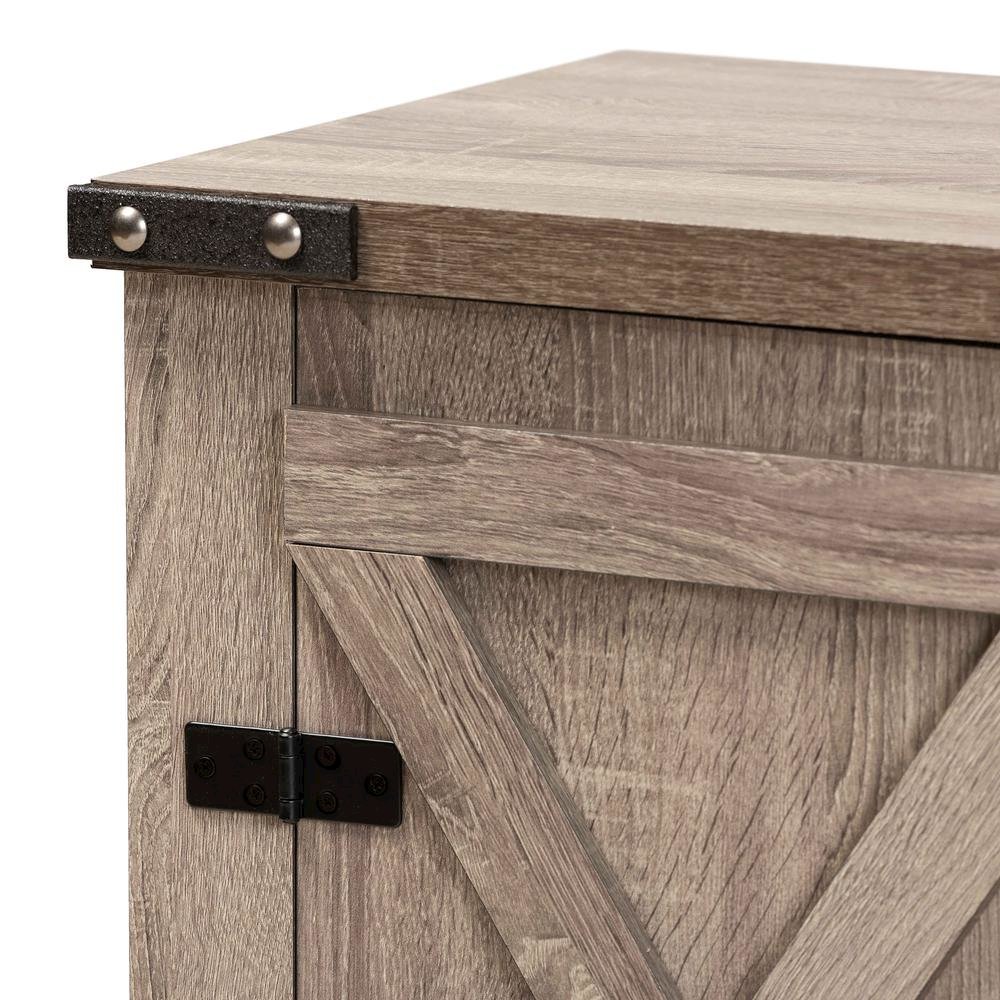 Farmhouse Oak Brown Finished Wood 2-Door Shoe Storage Cabinet. Picture 15