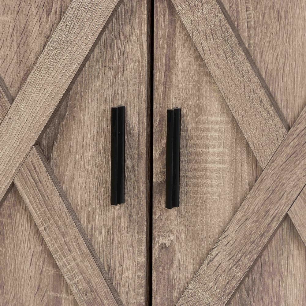 Farmhouse Oak Brown Finished Wood 2-Door Shoe Storage Cabinet. Picture 16