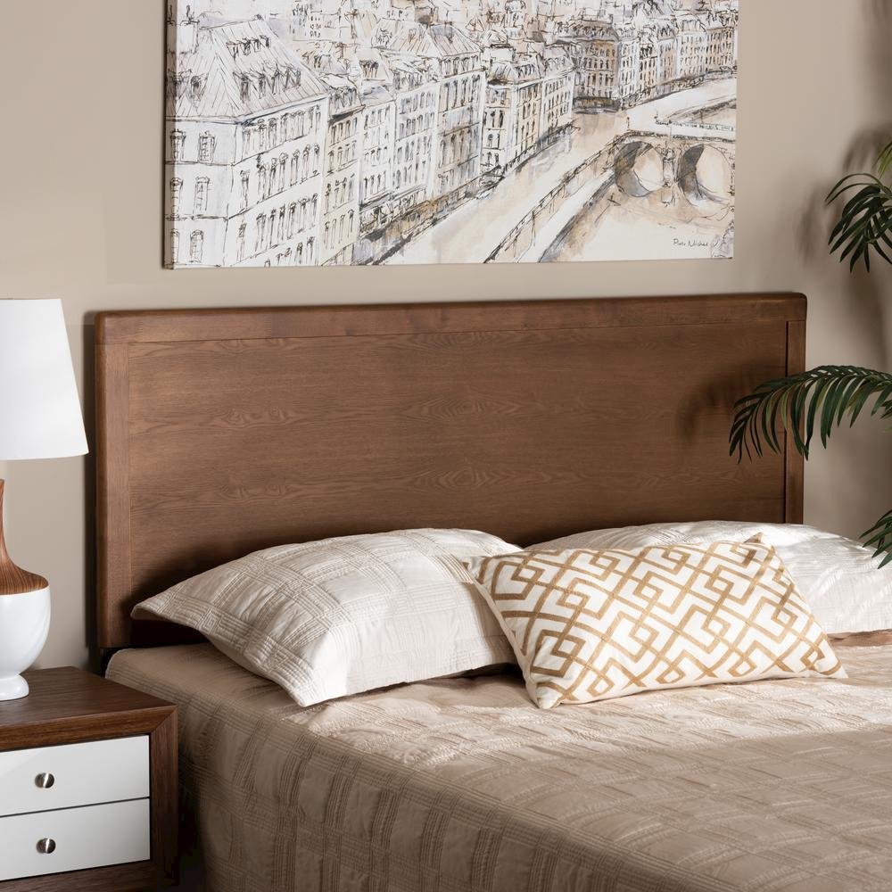 Transitional Ash Walnut Finished Wood Full Size Headboard. Picture 11