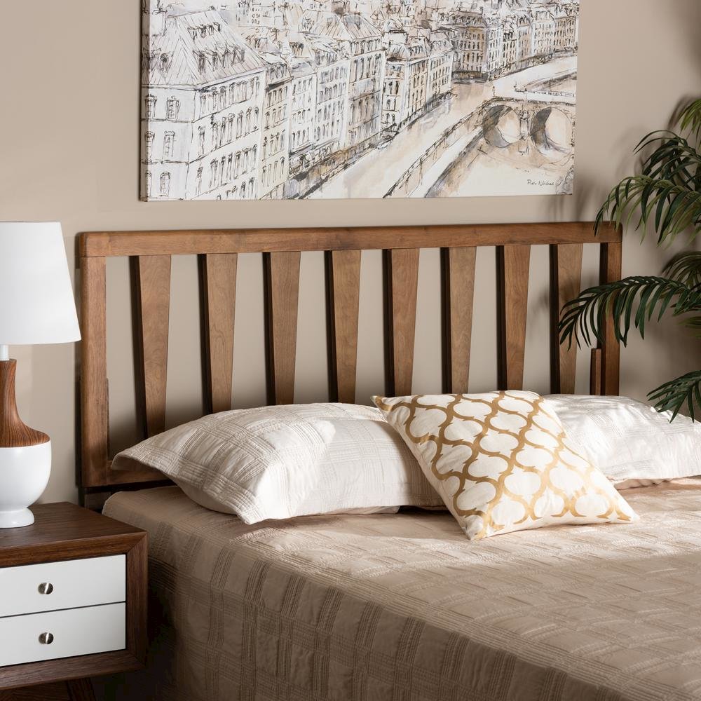 Duncan Modern and Contemporary Ash Walnut Finished Wood Full Size Headboard. Picture 11